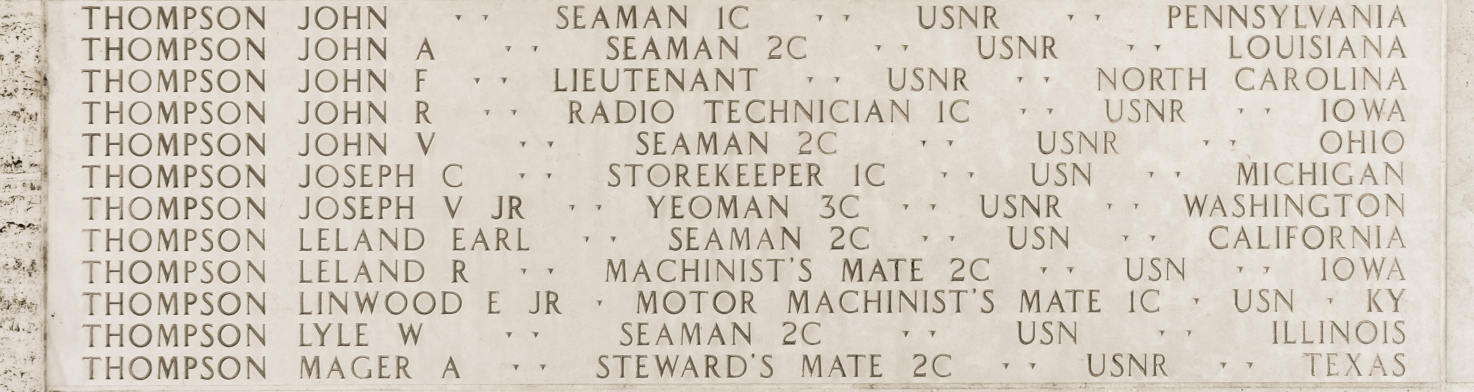 Joseph C. Thompson, Storekeeper First Class